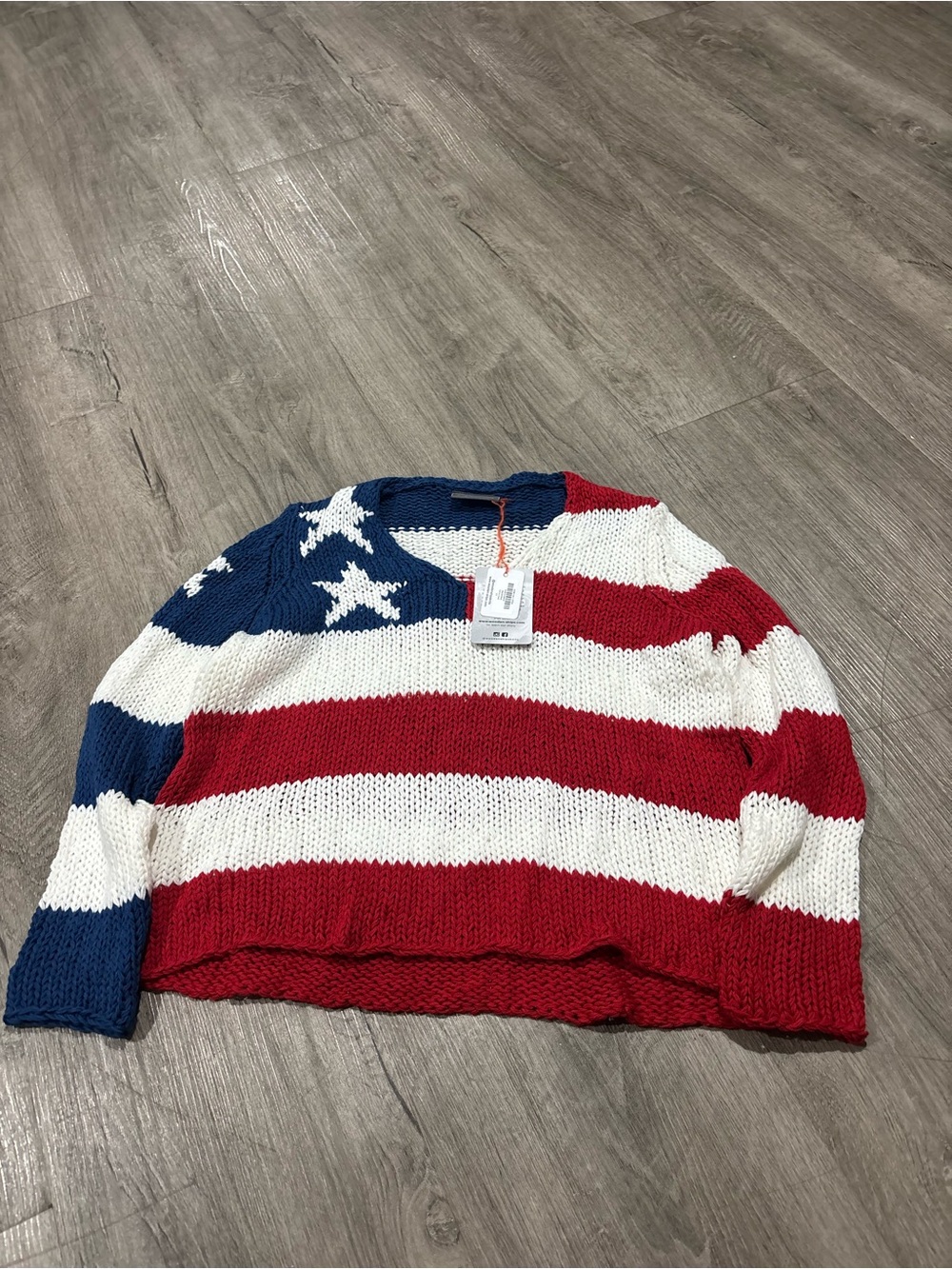 NEW Wooden Ships Chunky Flag V Cotton Sweater Royal Flag - Picture 4 of 6
